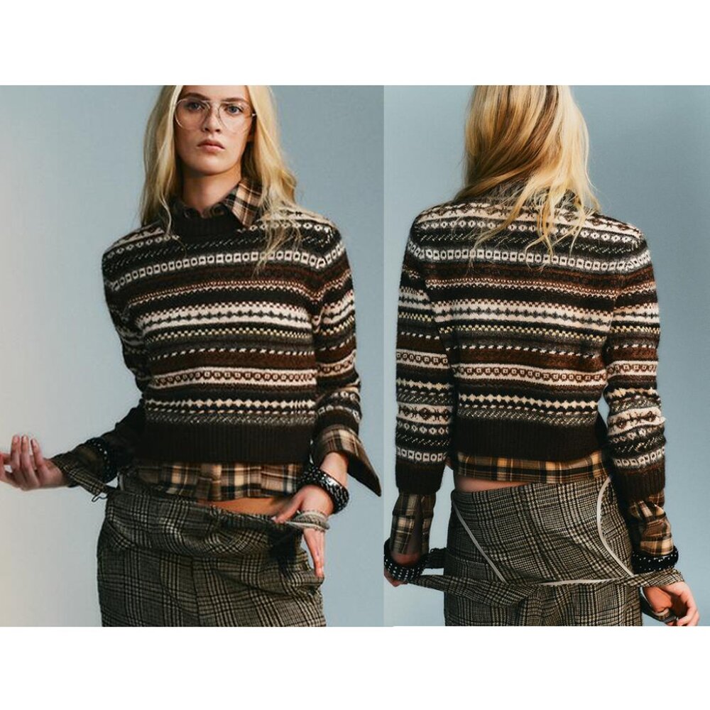NEW ZARA Jacquard Knit sweater 5755 size M